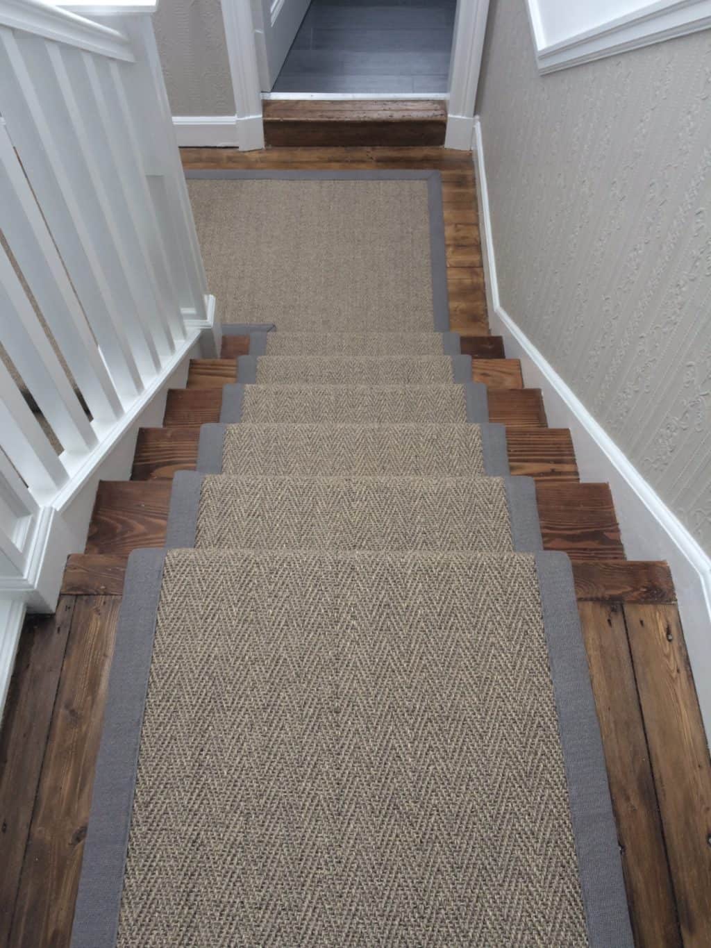 sisal stair runner by alternative flooring with grey binding