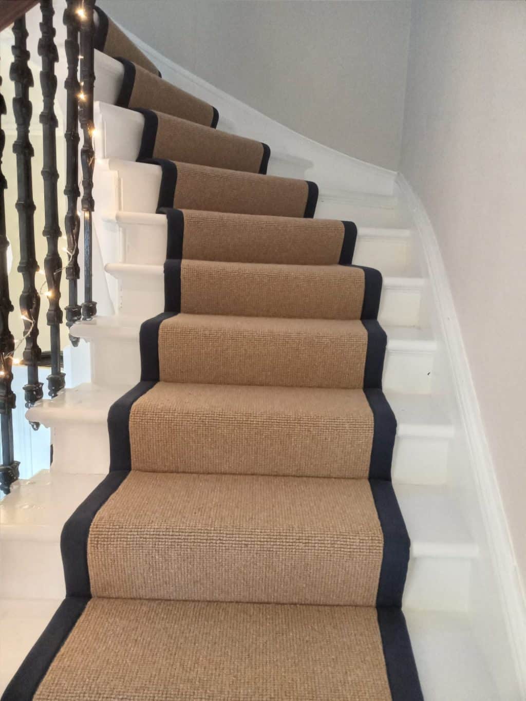 sisal stair runner by alternative flooring with black binding