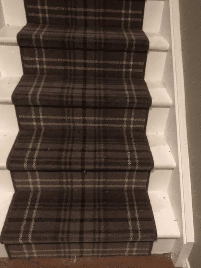 Tartan stair carpet runners with whipped edges
