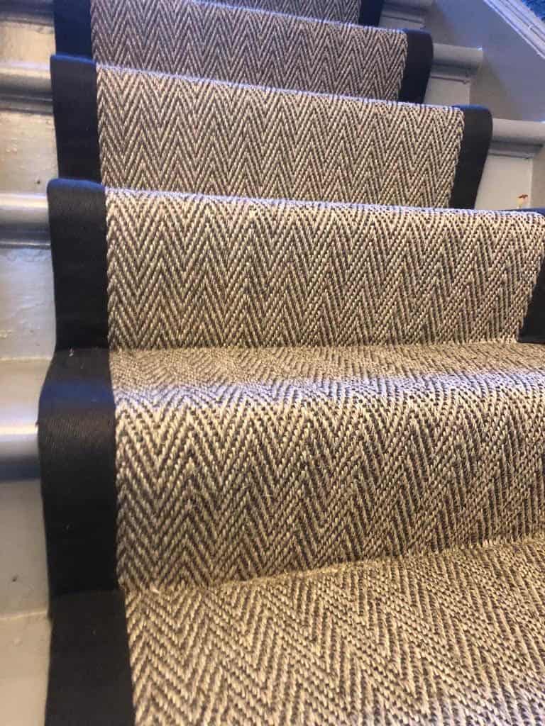 sisal stair runner by alternative flooring with black binding