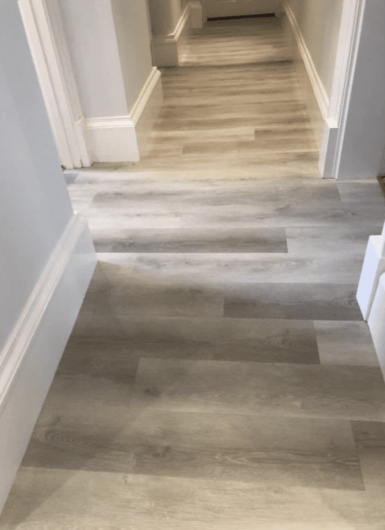 LVT fitted by our specialist fitter Dom in a herringbone pattern