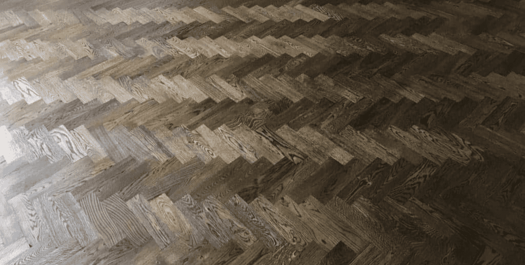 Kahrs flooring in herringbone pattern